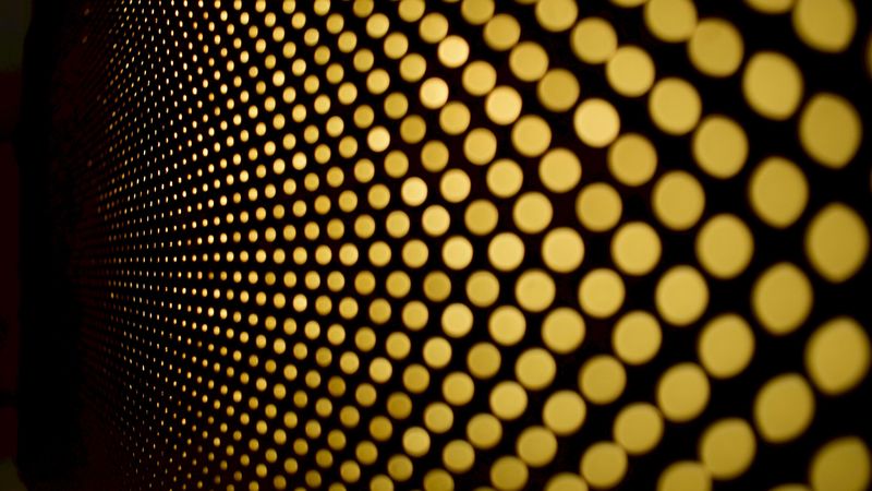 circles, wall, yellow, black, 4k