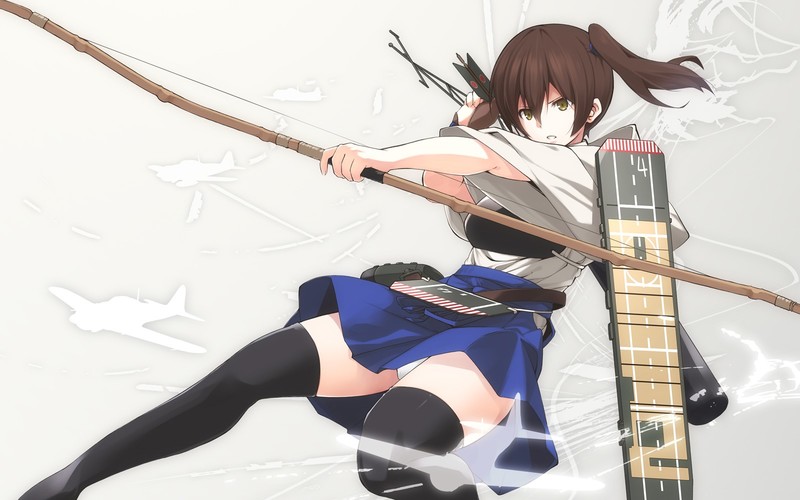 Kantai Collection, thighs, bow and arrow, Kaga (Kantai Collection)