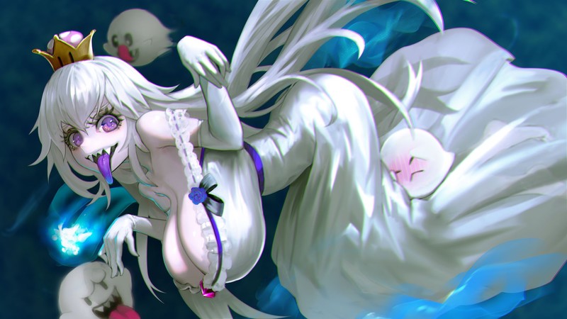 chromatic aberration, big boobs, Boo (Mario), Booette, Hangers