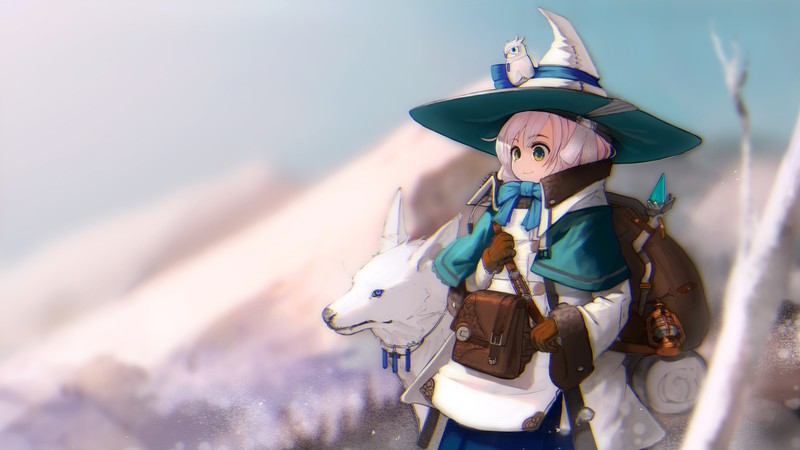 chromatic aberration, bag, anime girls, witch hat, anime, fantasy girl