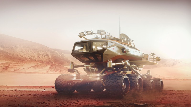 science fiction, planet, digital art, artwork, vehicle, futuristic