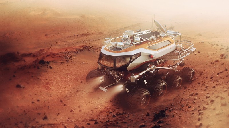 artwork, digital art, vehicle, planet, futuristic, science fiction