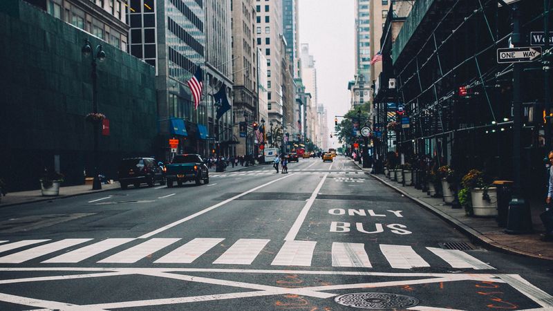 street, city, road, traffic, markup, buildings, 4k