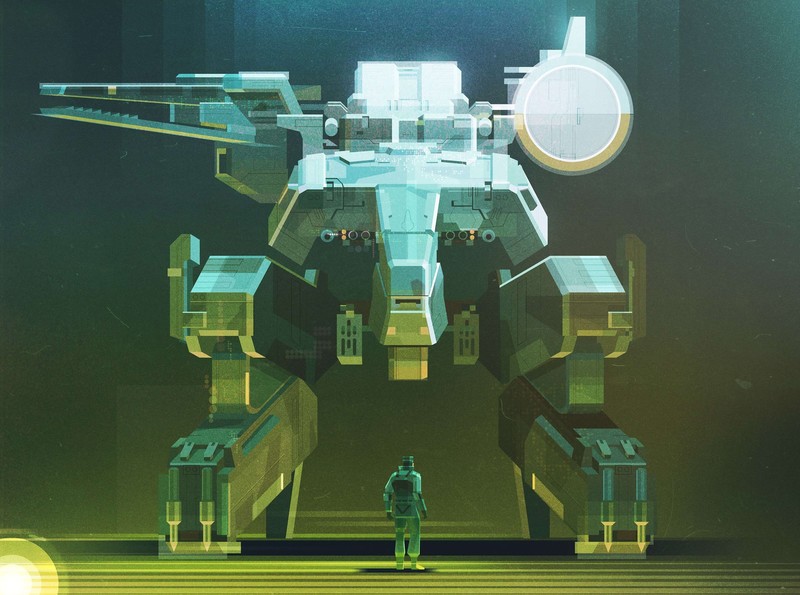 mech, futuristic, science fiction, illustration, digital art, Metal Gear, Metal Gear Solid 2, green, Solid Snake, video games, video game art, artwork, Metal Gear Rex, weapon, green background