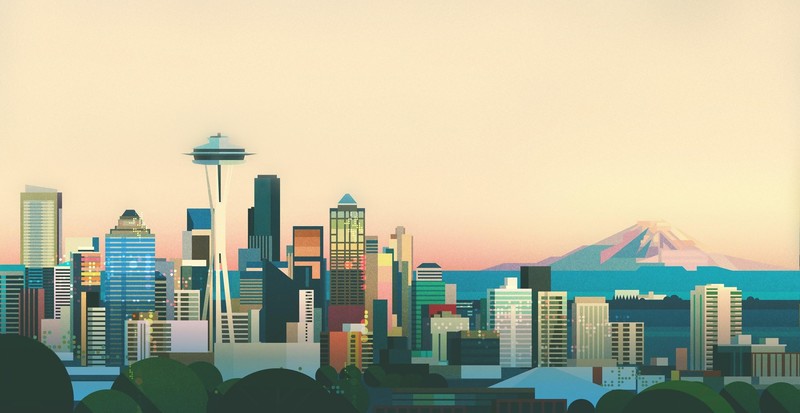 city, cityscape, digital art, artwork, illustration, Seattle