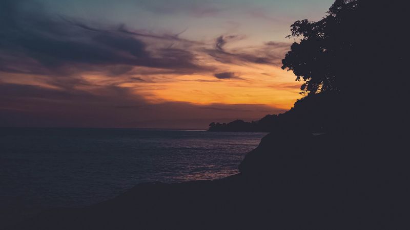 sunset, horizon, dark, 4k