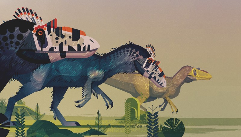 dinosaurs, animals, digital art, artwork, illustration