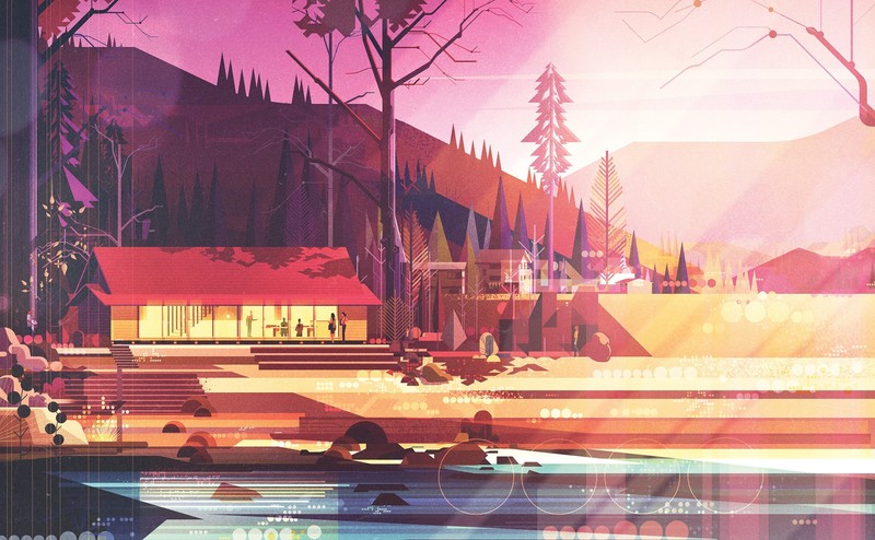 house, building, artwork, landscape, digital art
