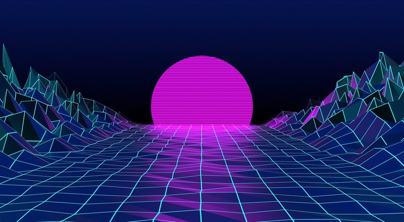 3D Abstract, Sun, pink, square, dark, blue