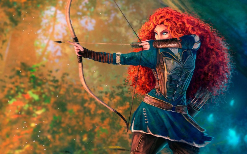 Brave, Princess Merida, Arrow, archer, bow, nature, animation, Disney, Pixar Animation Studios