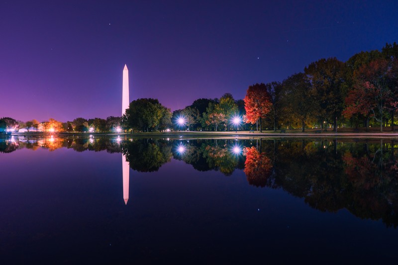 Washington Monument, Washington, D.C., nature, reflection, water, evening, night