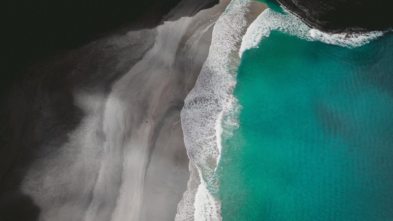 sand, waves, top view, shadow, beach, nature, rocks, ocean view