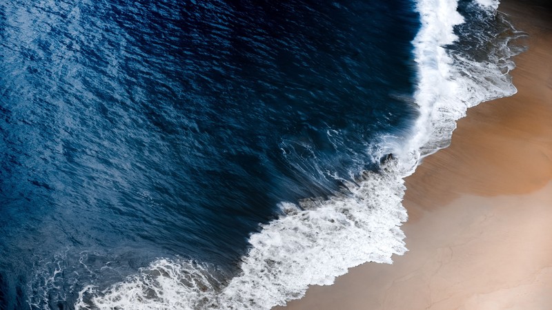 beach, waves, top view, wet, water, blue, nature, sand
