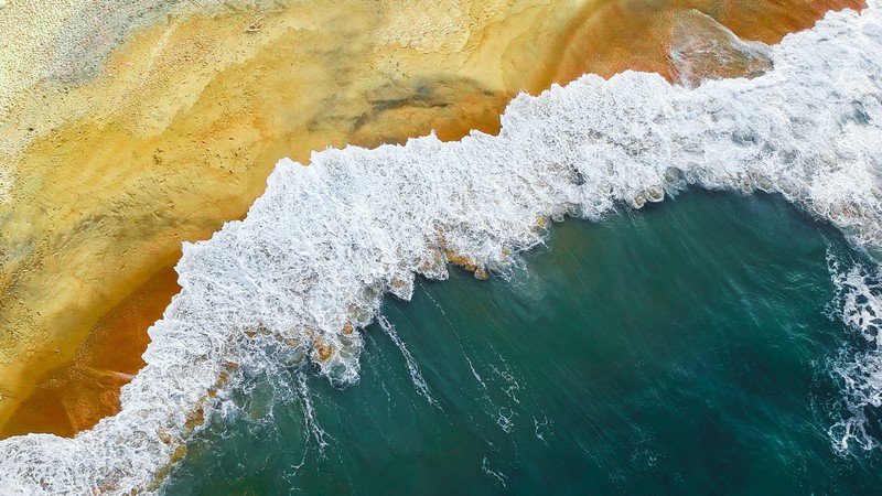 water, beach, waves, nature, landscape, aerial view, sea foam, sand