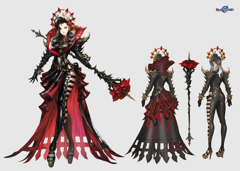 Bluezima, drawing, crown, ruby, dress, women, fan art, simple background, shoes, high heels, black clothing, red clothing, scepters, thorns, rose, dark hair, jewelry