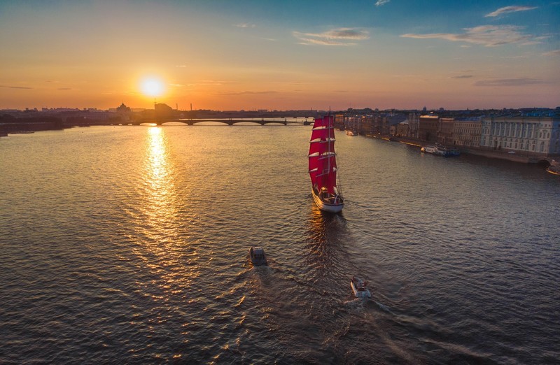 water, Russia, St. Petersburg, sunlight, sky, sunset, boat, vehicle, sailing
