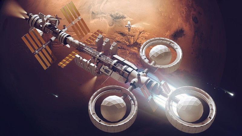 space, space art, planet, digital art, spacestation, futuristic