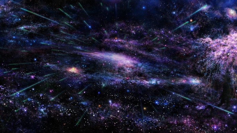 space, stars, lights