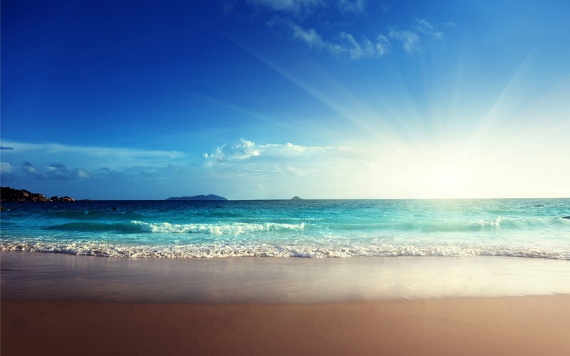 sunlight, water, beach, clear sky, sunset