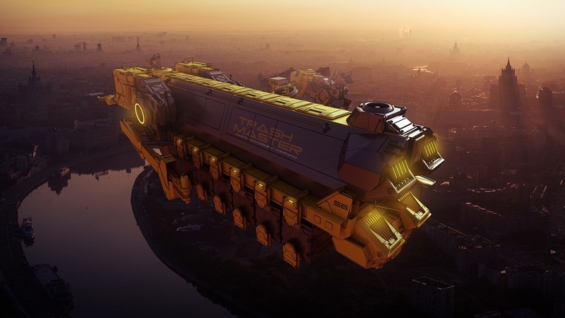 digital art, futuristic, vehicle, science fiction, render