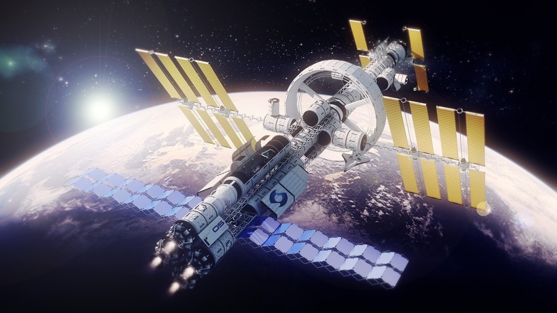 space, space station, space art, planet, digital art