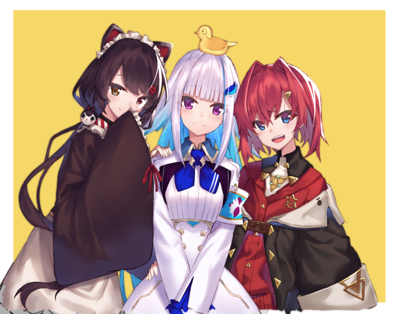 anime, anime girls, 2D, digital art, artwork, portrait, Nijisanji, Inui Toko, Lize Helesta, Ange Katrina, Virtual Youtuber
