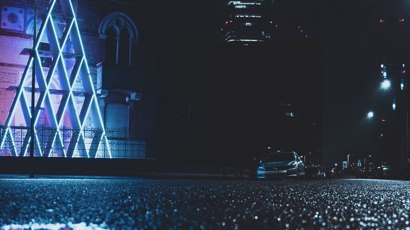 night city, building, architecture, car, asphalt, 4k