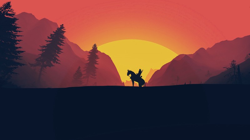 The Witcher 3: Wild Hunt, PC gaming, Geralt of Rivia, silhouette, sunset, sunrise