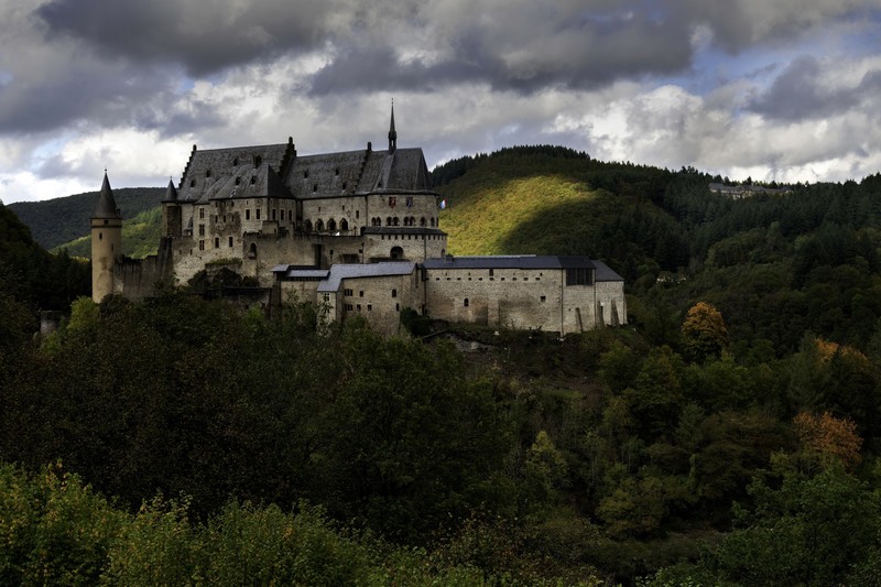 dark, castle, Luxembourg, Luxemburg, building, landscape, Vianden