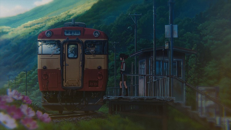 anime, landscape, Kimi no Na Wa, train station, train, Your Name, Miyamizu Mitsuha, Mitsuha Miyamizu