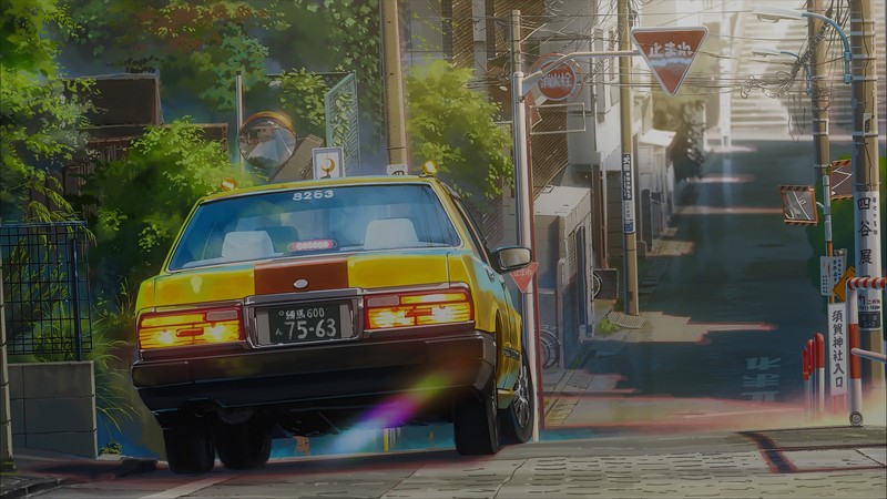 anime, landscape, taxi, city, urban, Kimi no Na Wa, Your Name