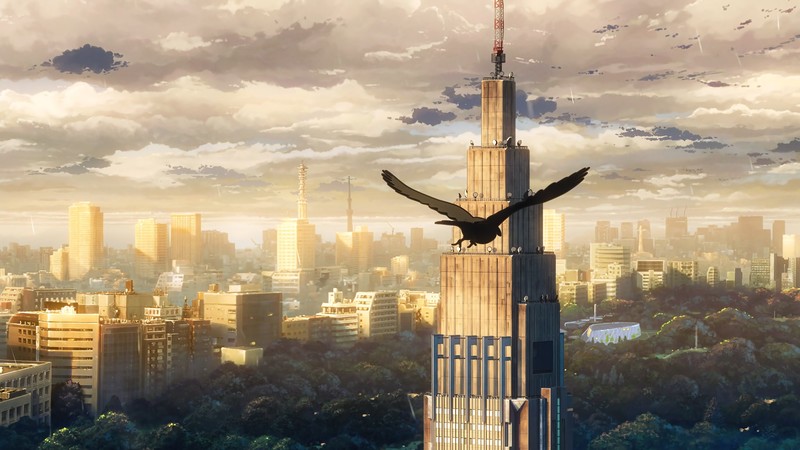 anime, landscape, sky, urban, clouds, city