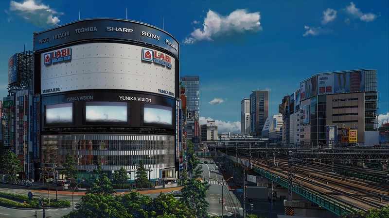 anime, city, urban, sky, clouds