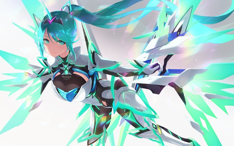Xenoblade, long hair, ponytail, blue hair, blue eyes, turquoise, Xenoblade Chronicles 2
