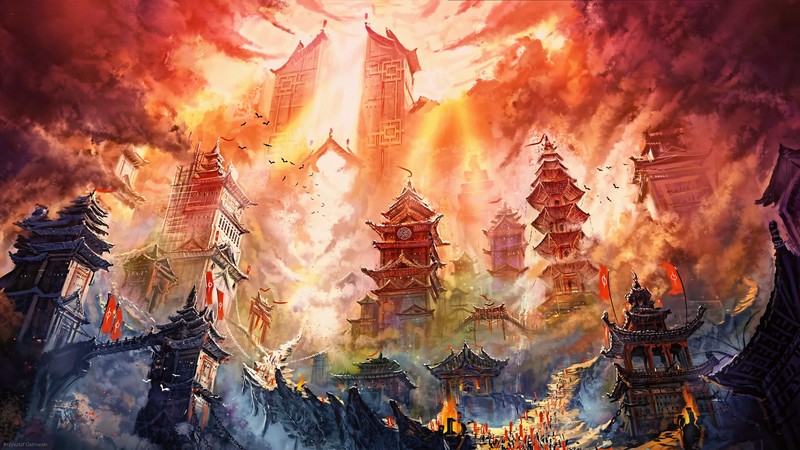 digital art, concept art, artwork, fantasy art, fan art, painting, fire