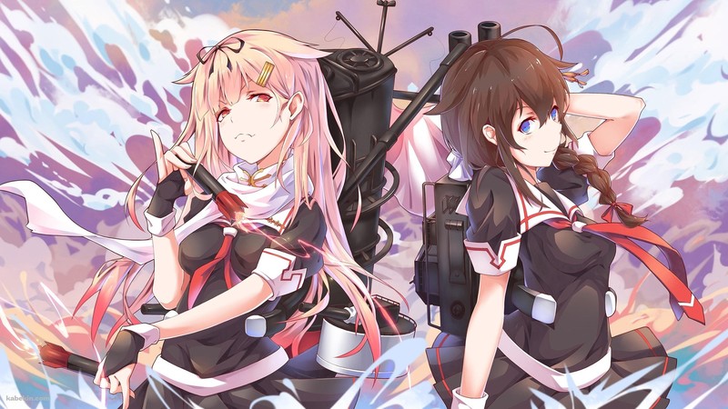 anime, anime girls, artwork, Kantai Collection, Yuudachi (KanColle), Shigure (KanColle)