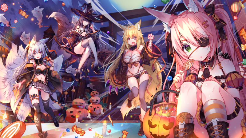 anime, anime girls, digital art, artwork, 2D, portrait, Halloween