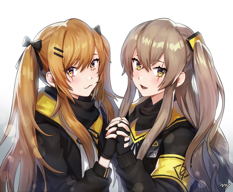 anime, anime girls, digital art, artwork, 2D, portrait, ump45 (Girls Frontline), UMP9 (Girls Frontline), Girls Frontline