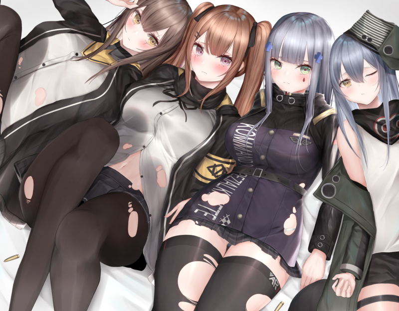 anime, anime girls, artwork, Girls Frontline, HK416 (Girls Frontline), ump45 (Girls Frontline), UMP9 (Girls Frontline)