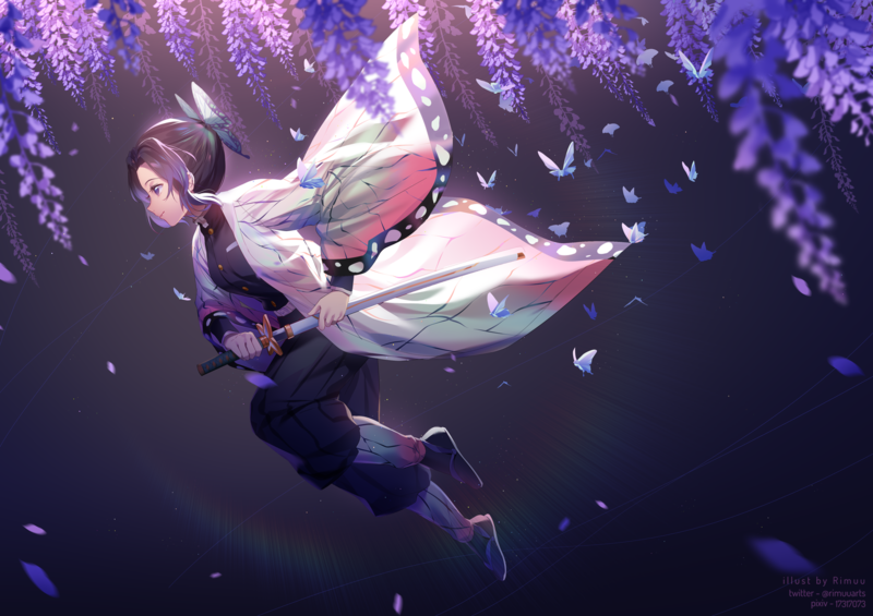 anime, anime girls, digital art, artwork, 2D, portrait, Kimetsu no Yaiba, Kochou Shinobu