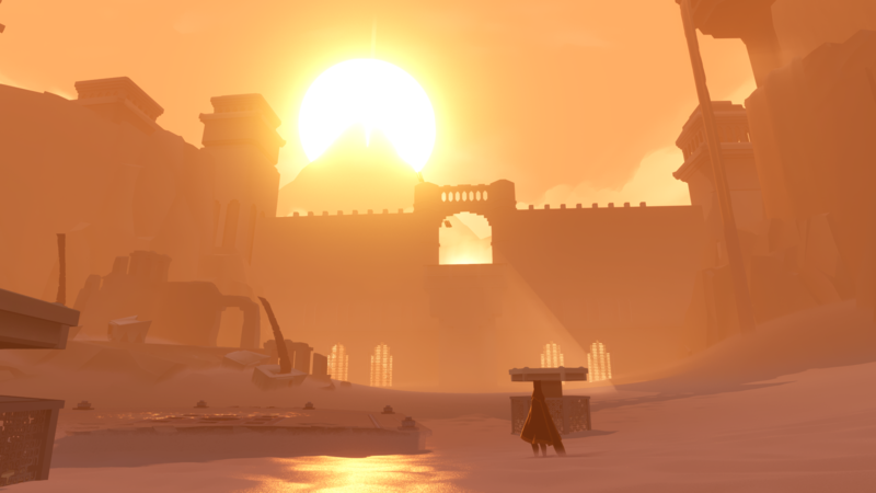screen shot, video games, Journey (game), desert, ruins, mountains