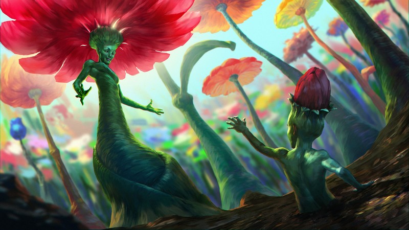 digital, digital art, artwork, illustration, fantasy art, nature, environment, concept art, drawing, digital painting, flowers, fictional, fictional characters, character design, children, Sun, sun rays