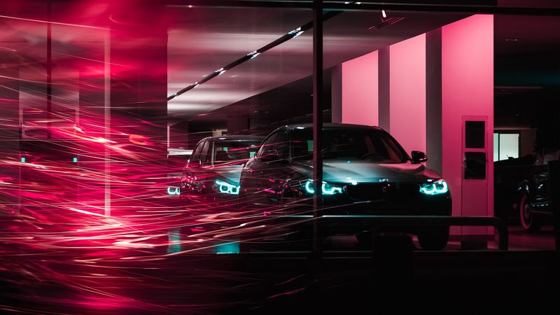 bmw, cars, long exposure, light, lines, 4k