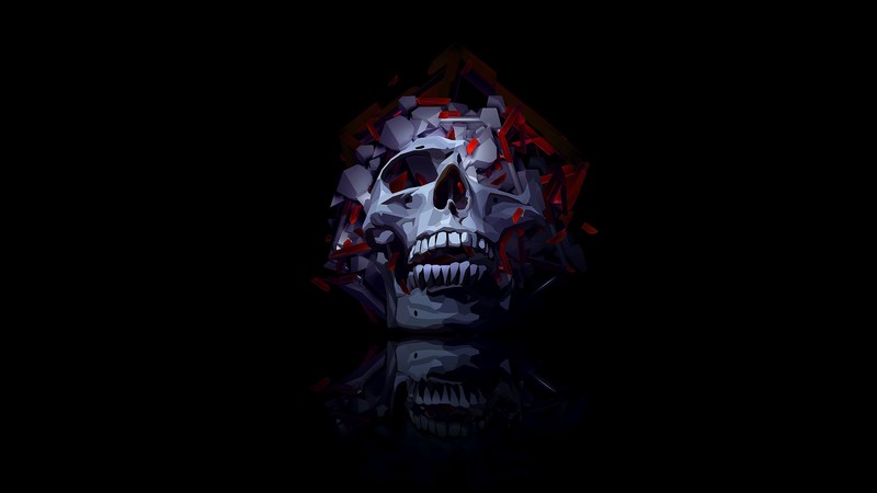 Justin Maller, artwork, abstract, digital, digital art, Facets, skull