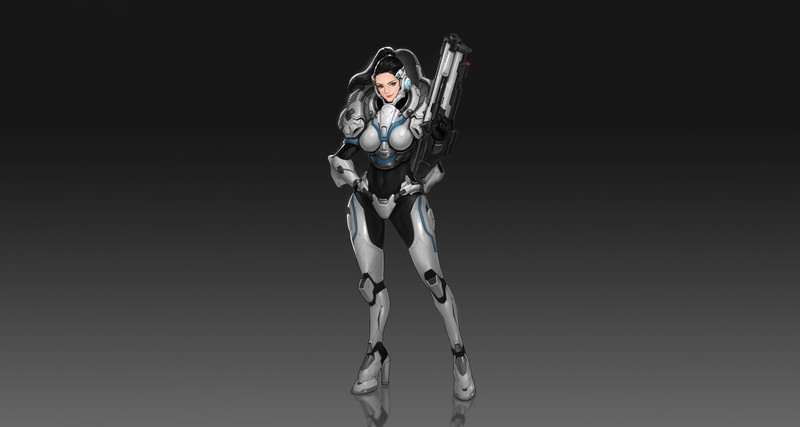 cyborg, artwork, science fiction, simple background, Hyungseok Yang
