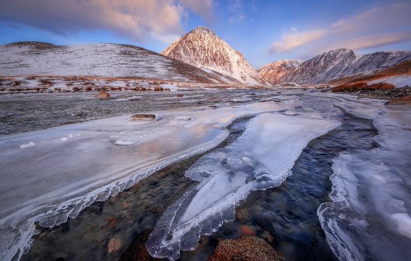 Mongolia, nature, winter, ice, landscape