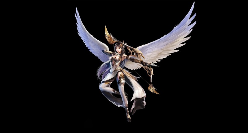 fantasy art, wings, simple background, fantasy girl, black background, artwork, anime, anime girls