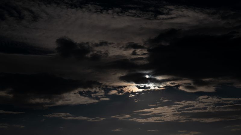 sky, clouds, night, moon, dark, night sky, 4k