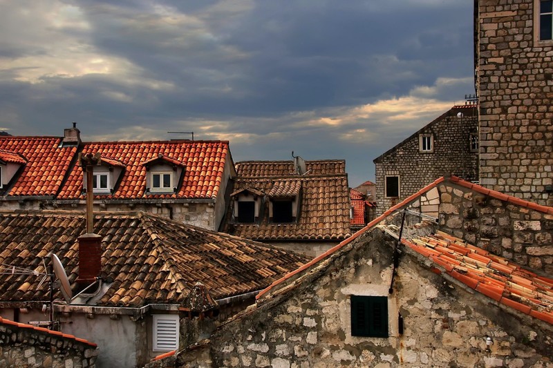 town, rooftops, house, building