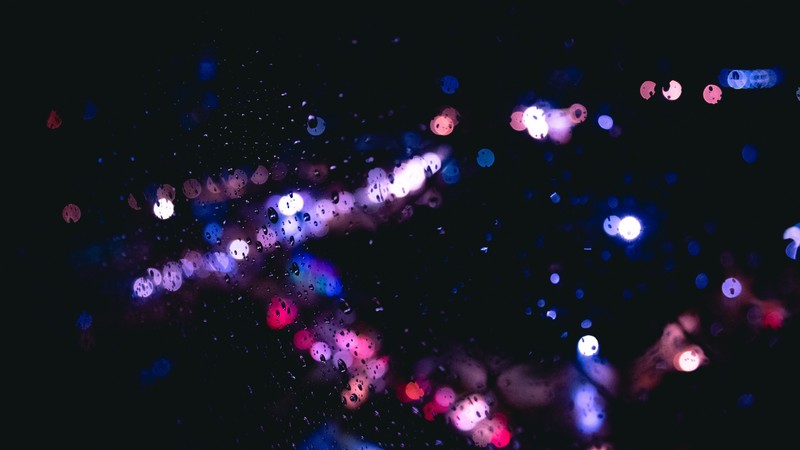 rain, bokeh, dark, water drops